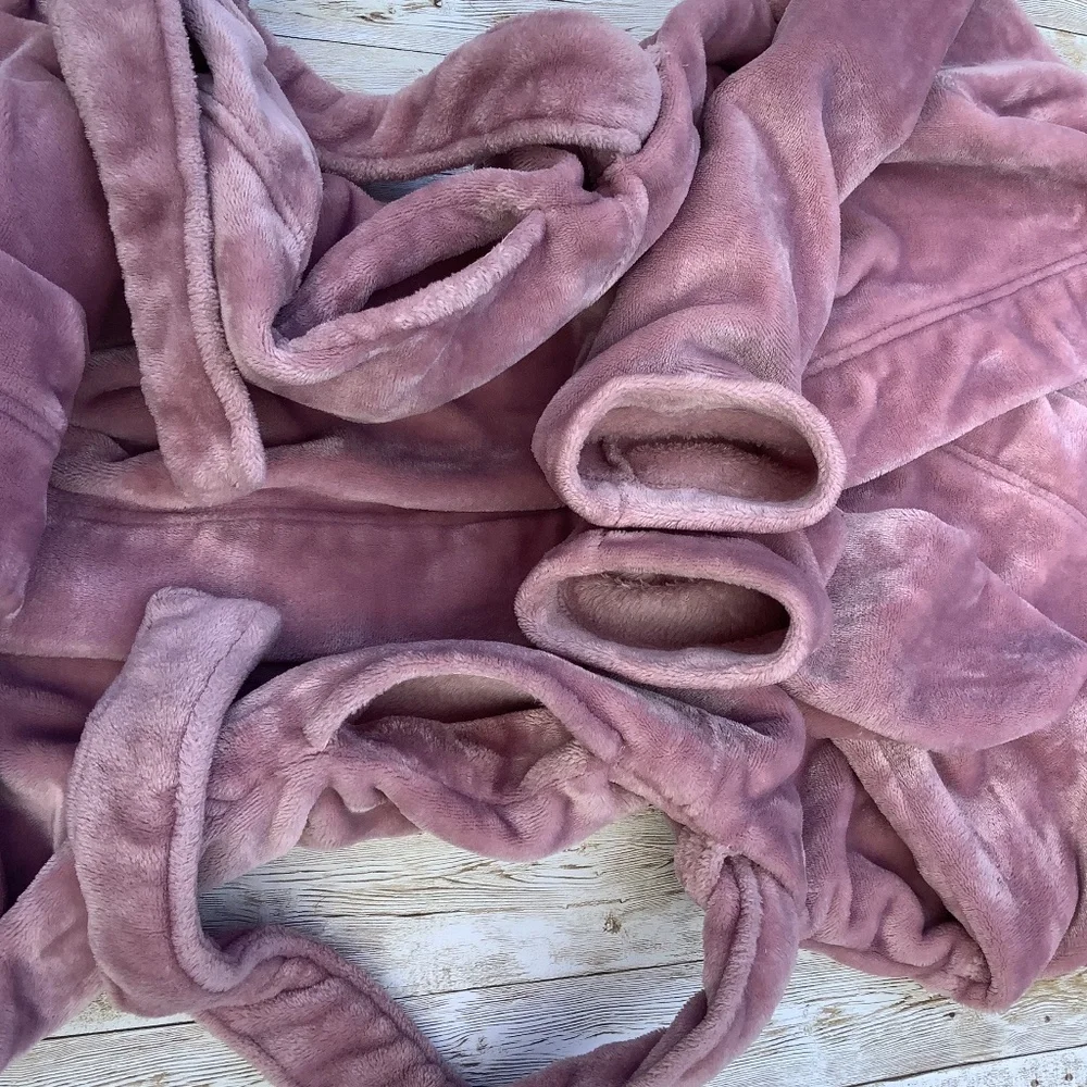 UGG Marlow Double Fleece Plush Robe Long  in Dusk Pink M Medium - Picture 9 of 13